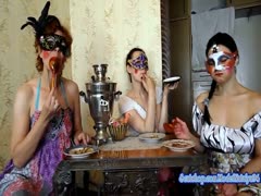 Masked whores eating their shitty lunch together